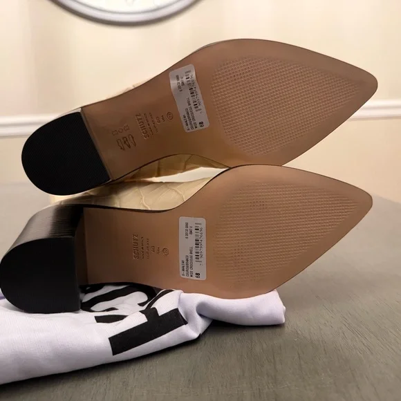 SCHUTZ Maryana Block Heel Boot Ivory Croc Embossed Leather Cowboy Knee High 6B - Picture 12 of 12